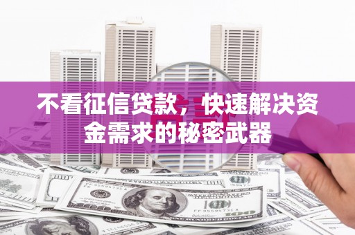 千山不看征信贷款，快速解决资金需求的秘密武器